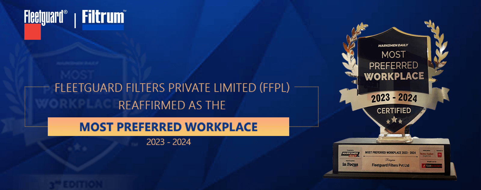 Fleetguard Filters (FFPL) Most preferred workplace award